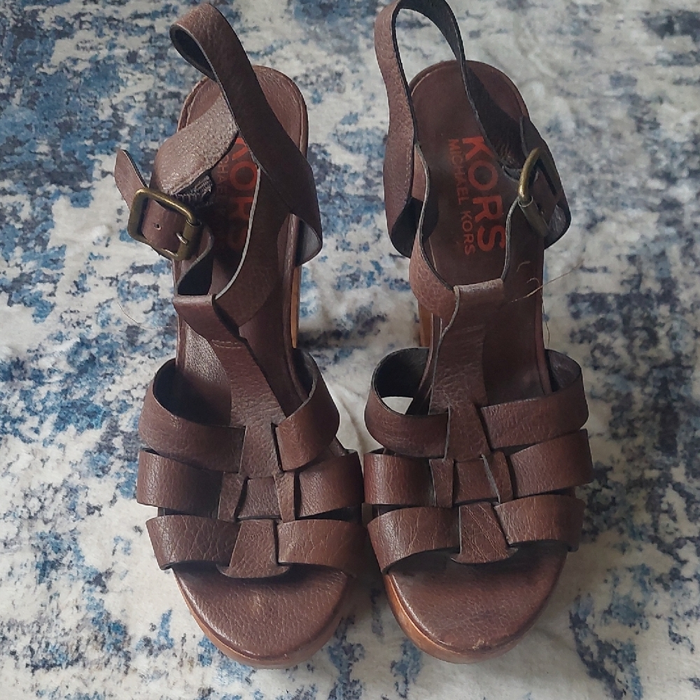 Michael Kors Dark Brown Leather Sandals